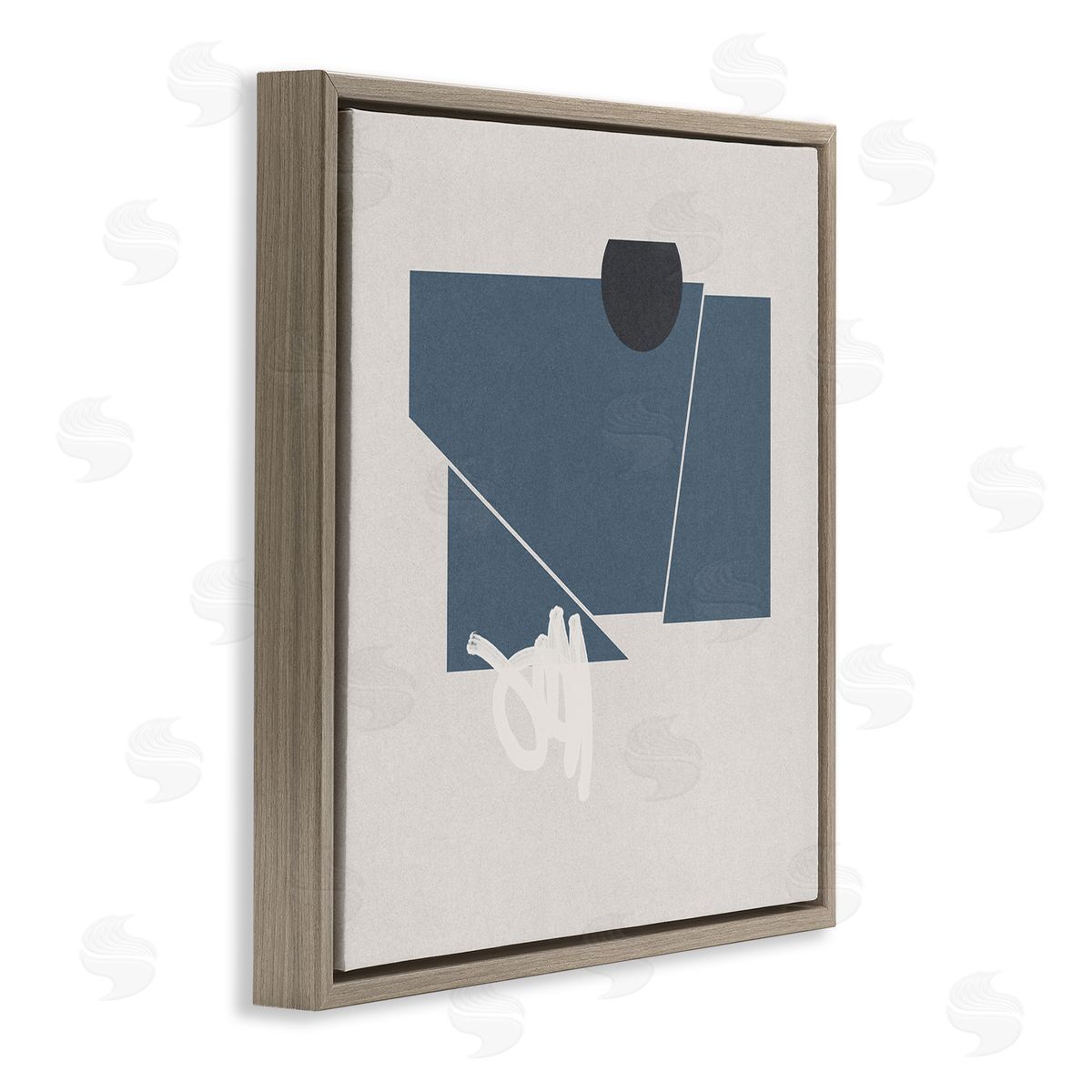 Jacob Green Modern Breaking Shapes Abstract Blue Sharp Lines Brown Floating Frame Canvas Wall Art Print