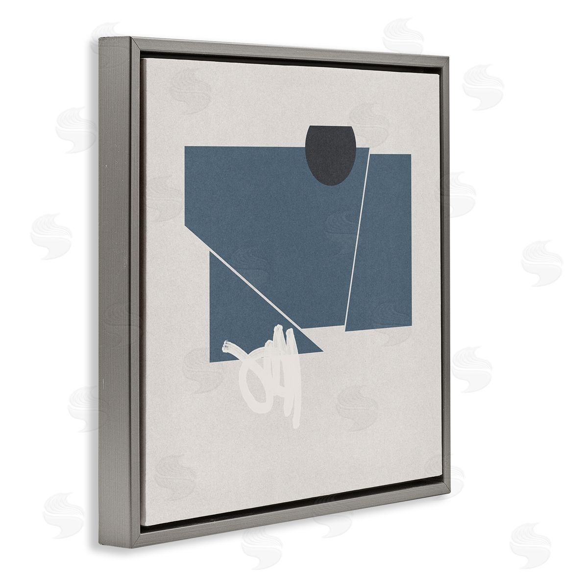 Jacob Green Modern Breaking Shapes Abstract Blue Sharp Lines Gray Floating Frame Canvas Wall Art Print