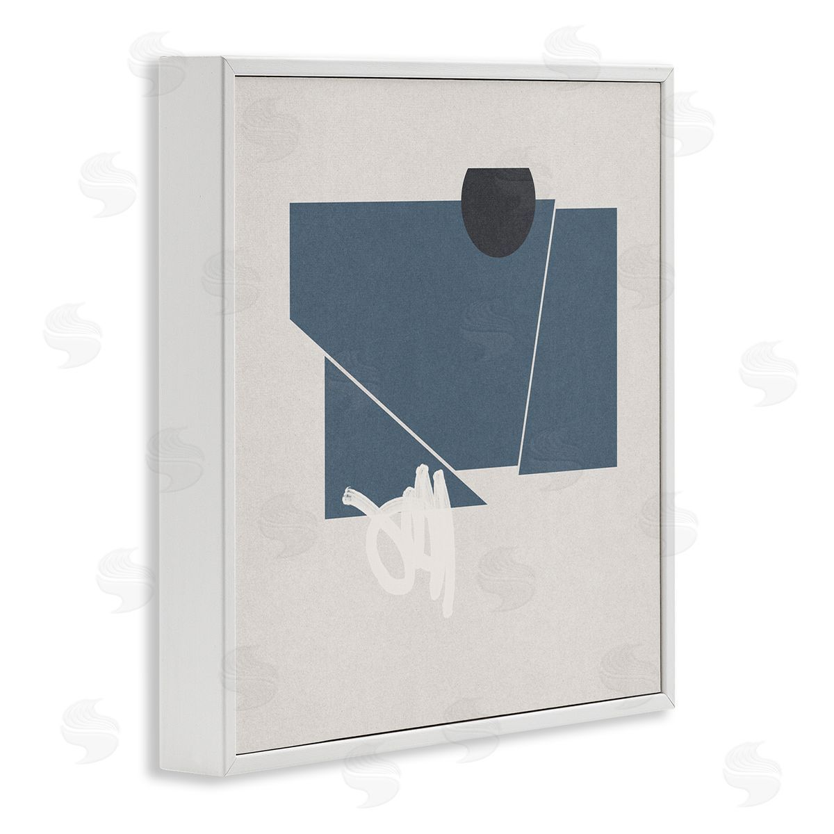 Jacob Green Modern Breaking Shapes Abstract Blue Sharp Lines White Framed Glicee Wall Art Print