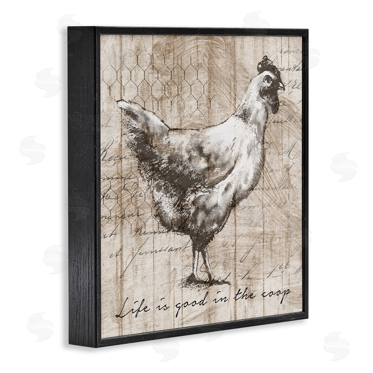 Conrad Knutsen Life's Good In Coop Vintage Text Farm Chicken  Black Framed Glicee Wall Art Print
