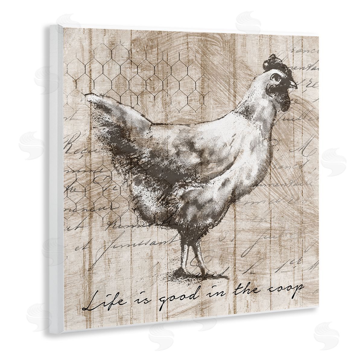 Conrad Knutsen Life's Good In Coop Vintage Text Farm Chicken  Wooden Wall Plaque Art Print