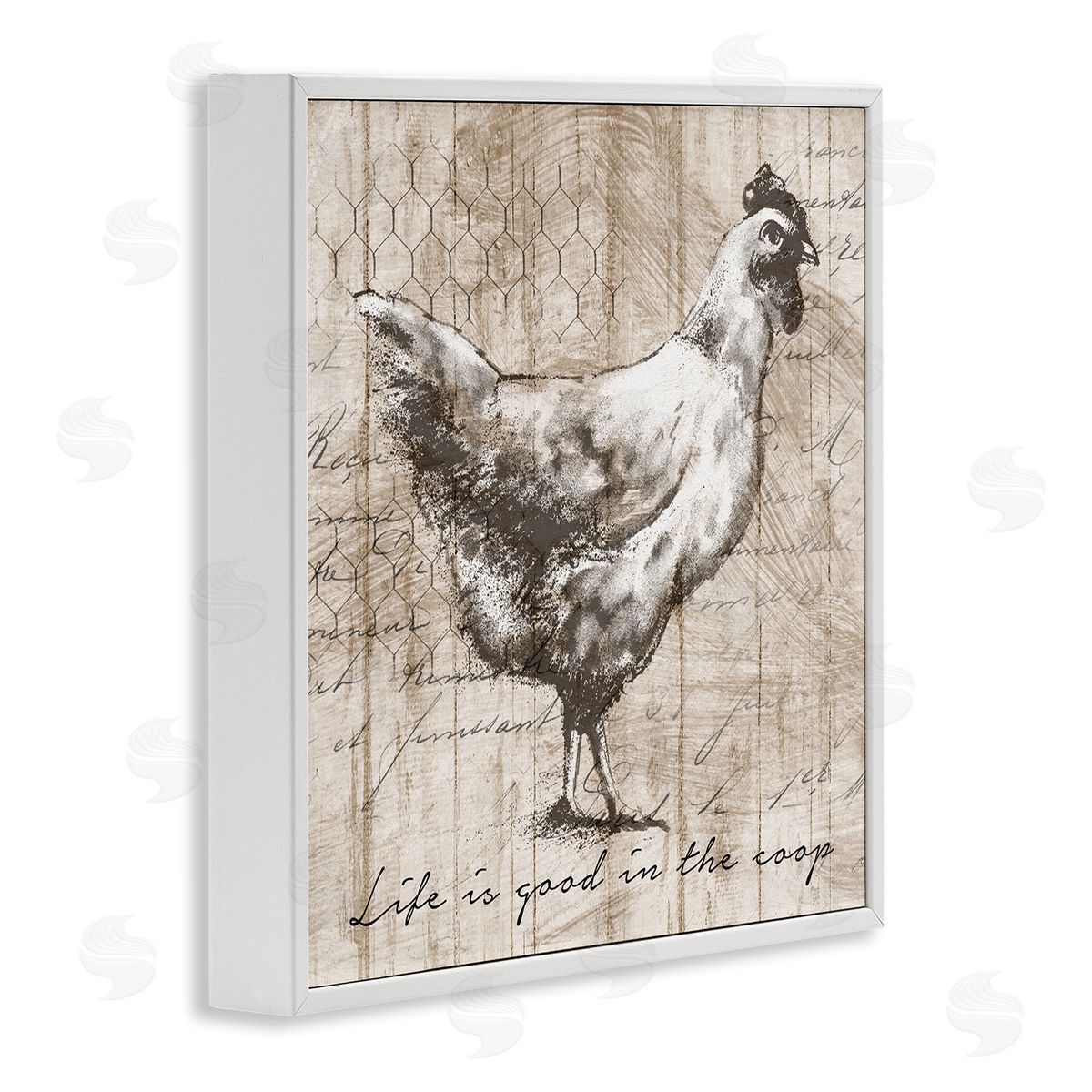 Conrad Knutsen Life's Good In Coop Vintage Text Farm Chicken  White Framed Glicee Wall Art Print