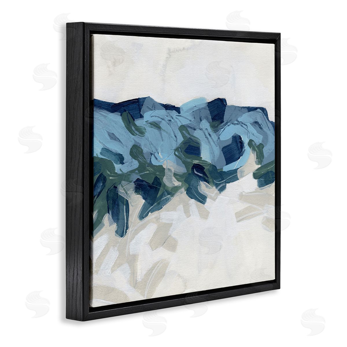 June Erica Vess Lively Coastal Tide Abstraction Chaotic Wave Shapes Black Floating Frame Canvas Wall Art Print