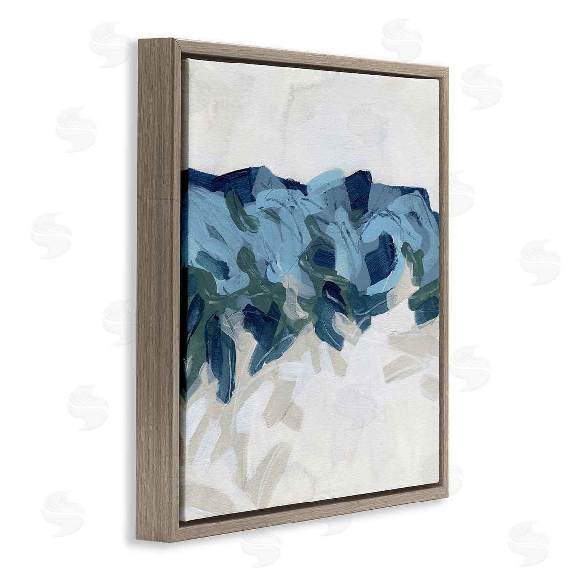 June Erica Vess Lively Coastal Tide Abstraction Chaotic Wave Shapes Brown Floating Frame Canvas Wall Art Print