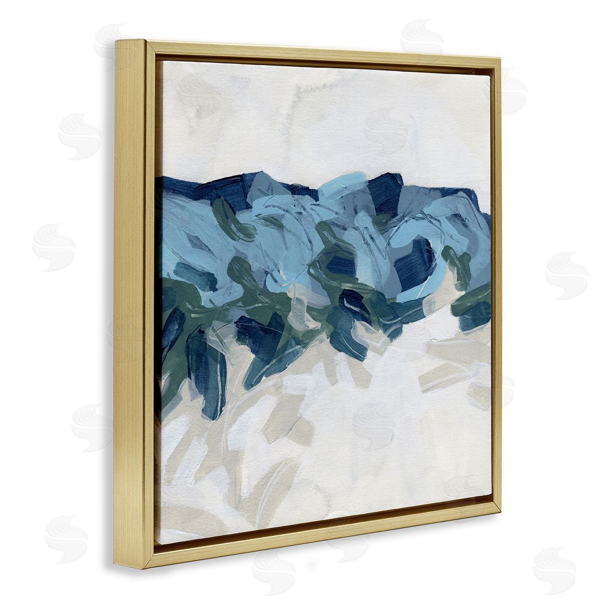 June Erica Vess Lively Coastal Tide Abstraction Chaotic Wave Shapes Gold Floating Frame Canvas Wall Art Print