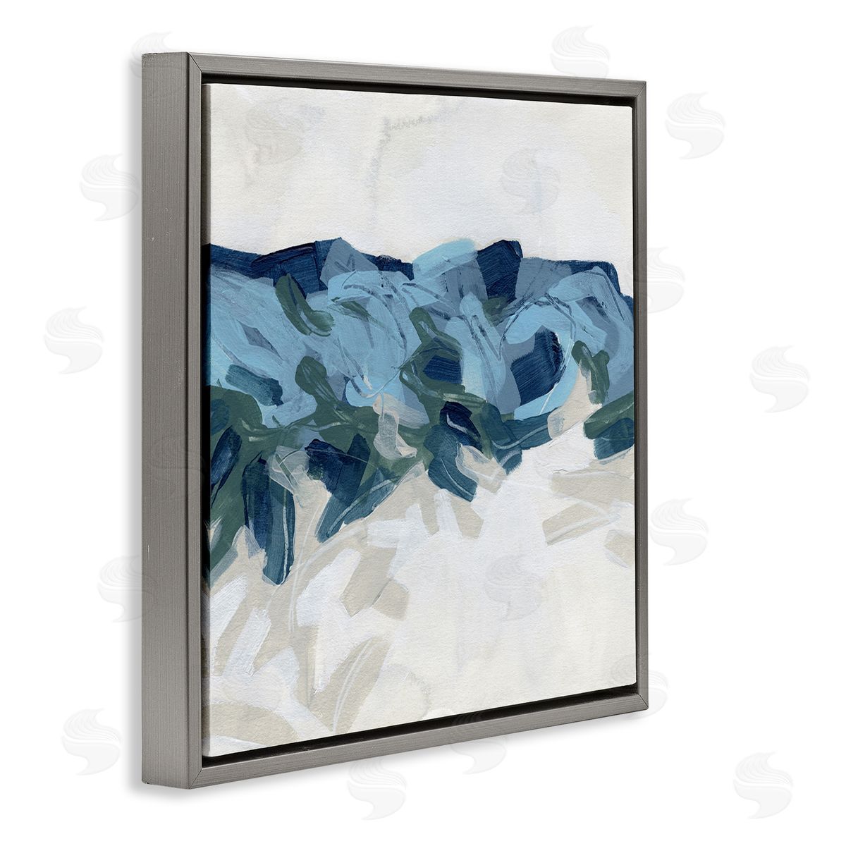 June Erica Vess Lively Coastal Tide Abstraction Chaotic Wave Shapes Gray Floating Frame Canvas Wall Art Print