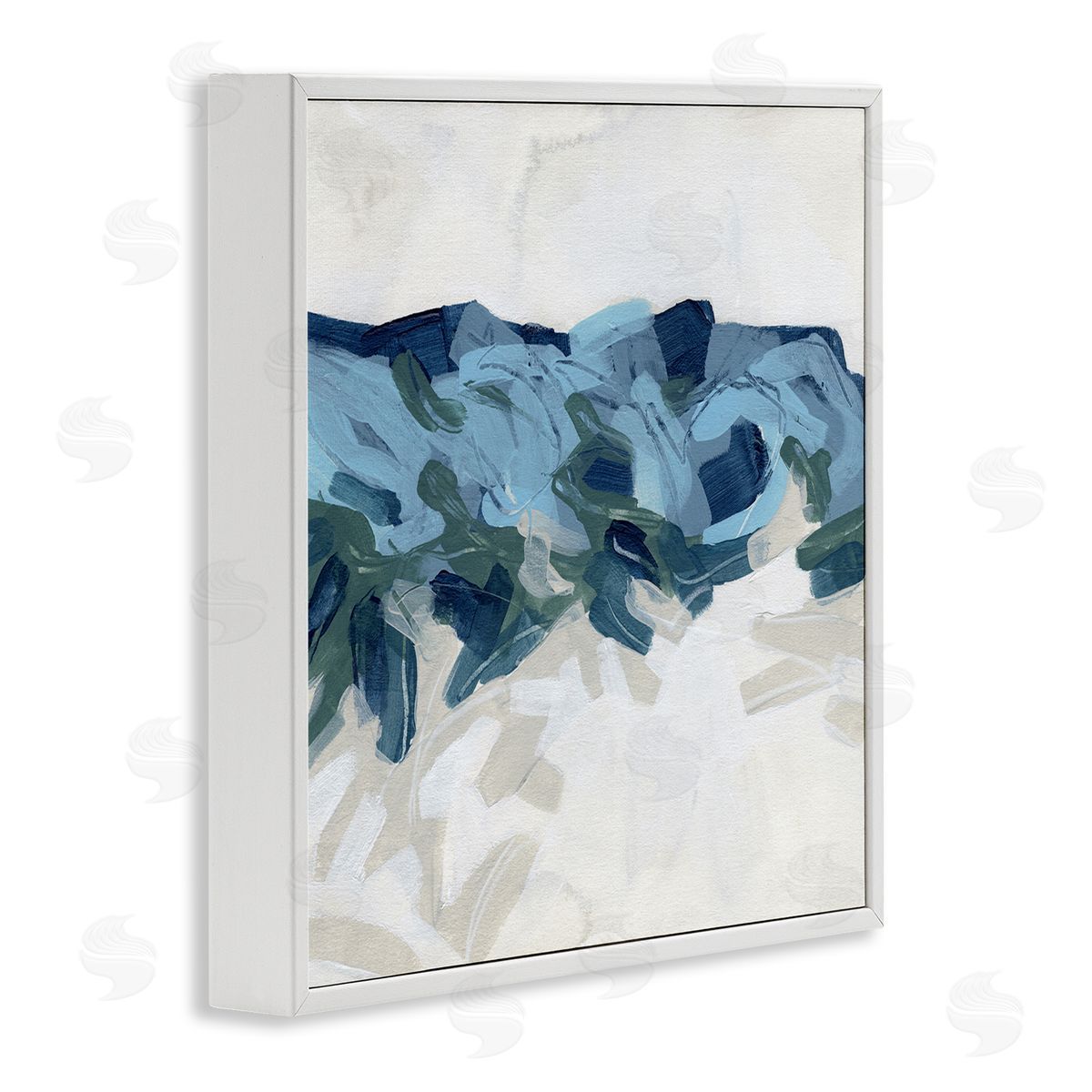 June Erica Vess Lively Coastal Tide Abstraction Chaotic Wave Shapes White Framed Glicee Wall Art Print
