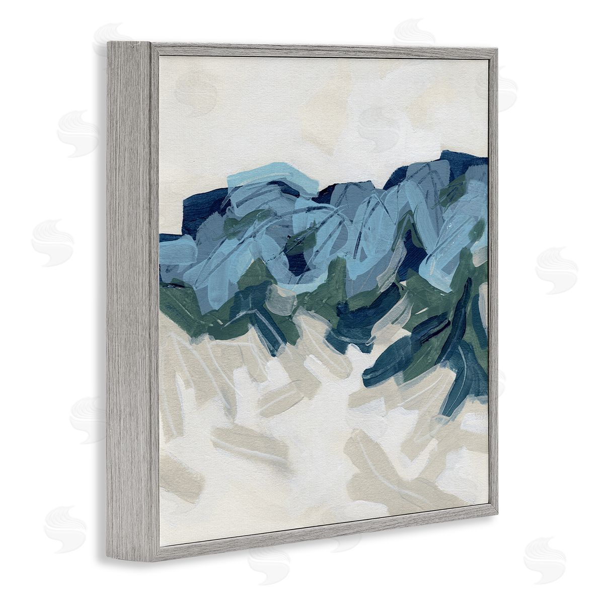 June Erica Vess Busy Beach Tide Wave Abstraction Blue Movement Gray Framed Glicee Wall Art Print