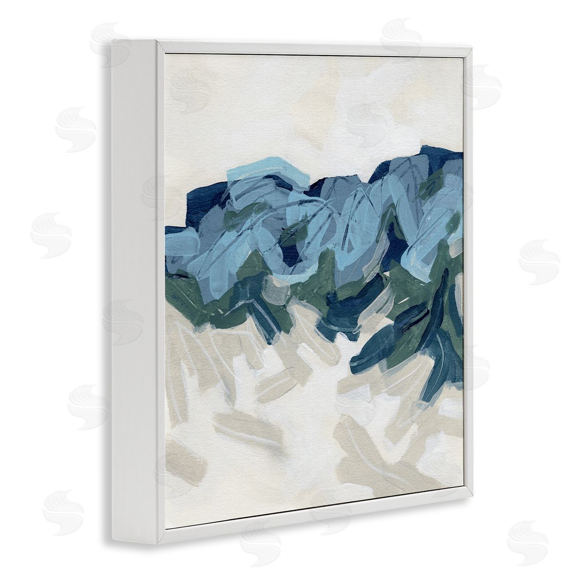 June Erica Vess Busy Beach Tide Wave Abstraction Blue Movement White Framed Glicee Wall Art Print