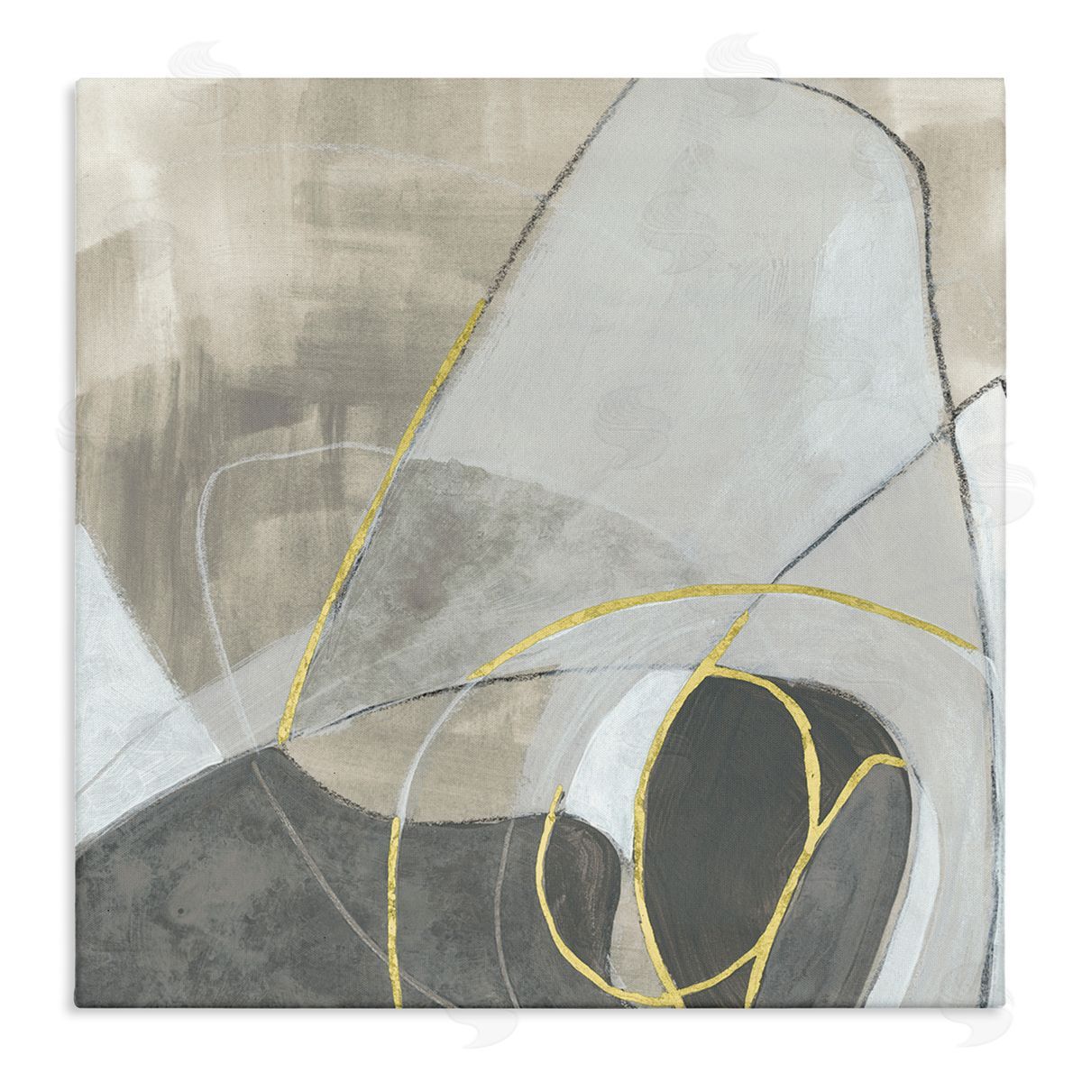 June Erica Vess Busy Rocky Landscape Abstraction Organic Circular Shapes Stretched Canvas Wall Art Print