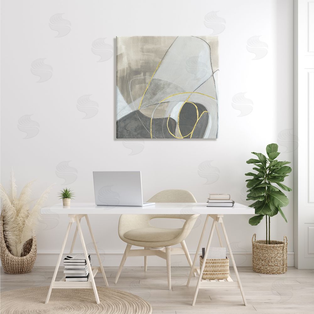 June Erica Vess Busy Rocky Landscape Abstraction Organic Circular Shapes Canvas Wall Art in Room