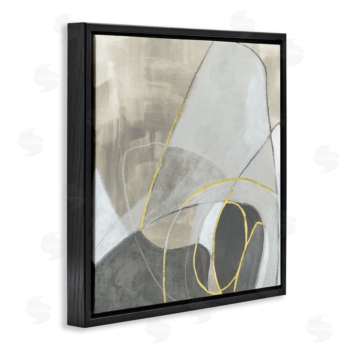 June Erica Vess Busy Rocky Landscape Abstraction Organic Circular Shapes Black Floating Frame Canvas Wall Art Print