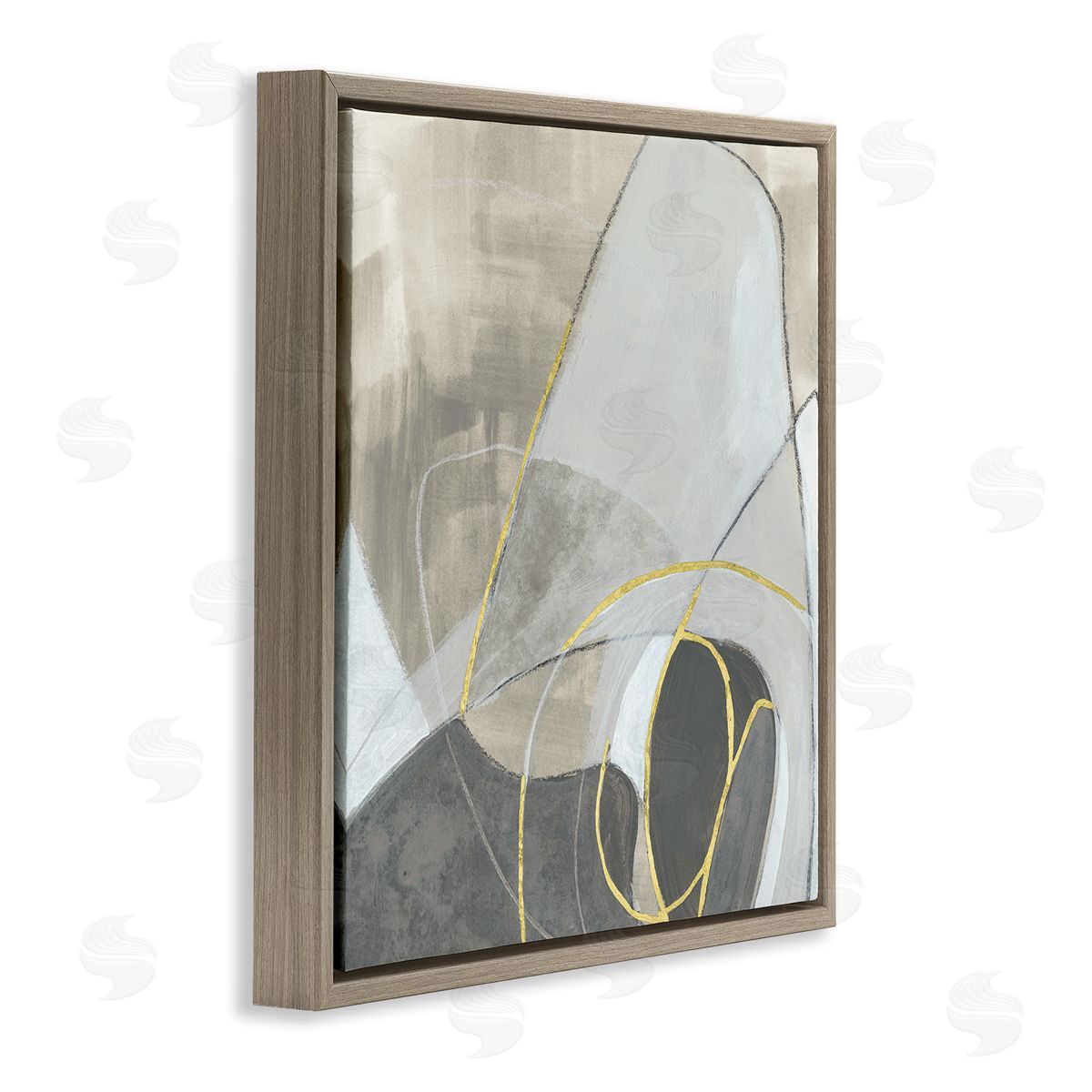 June Erica Vess Busy Rocky Landscape Abstraction Organic Circular Shapes Brown Floating Frame Canvas Wall Art Print