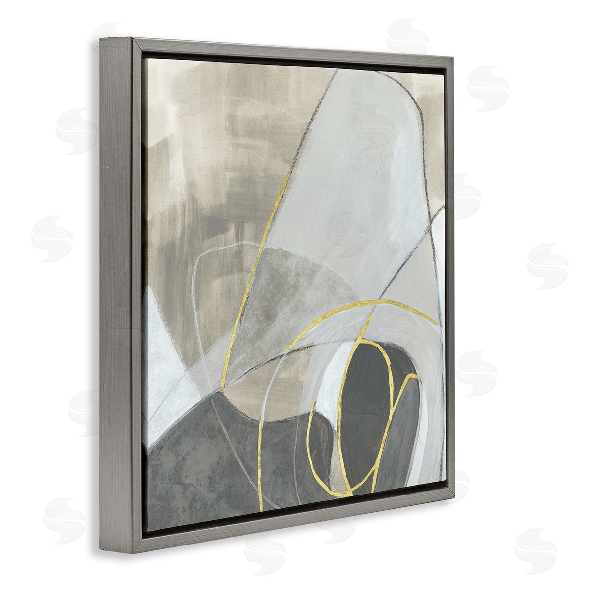 June Erica Vess Busy Rocky Landscape Abstraction Organic Circular Shapes Gray Floating Frame Canvas Wall Art Print