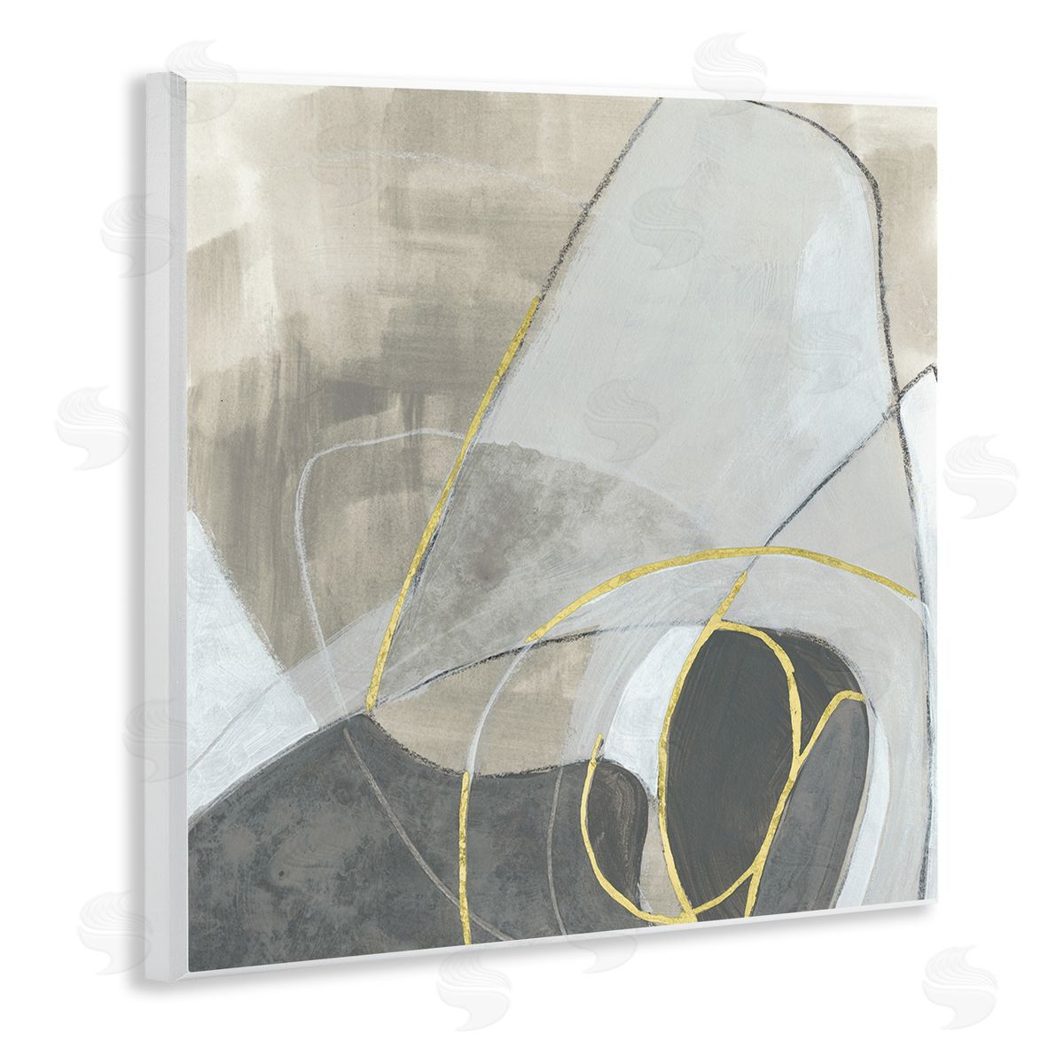 June Erica Vess Busy Rocky Landscape Abstraction Organic Circular Shapes Wooden Wall Plaque Art Print