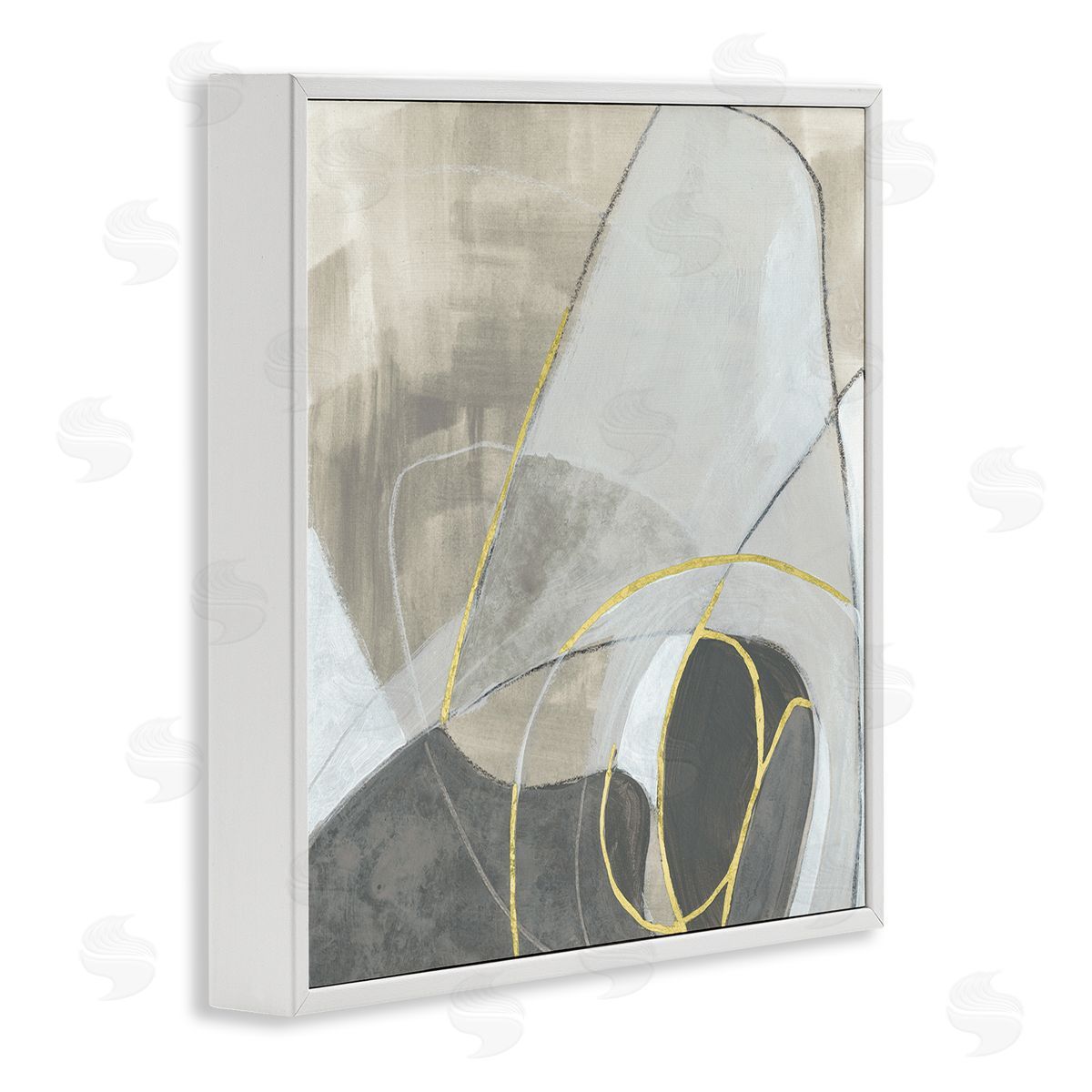 June Erica Vess Busy Rocky Landscape Abstraction Organic Circular Shapes White Framed Glicee Wall Art Print