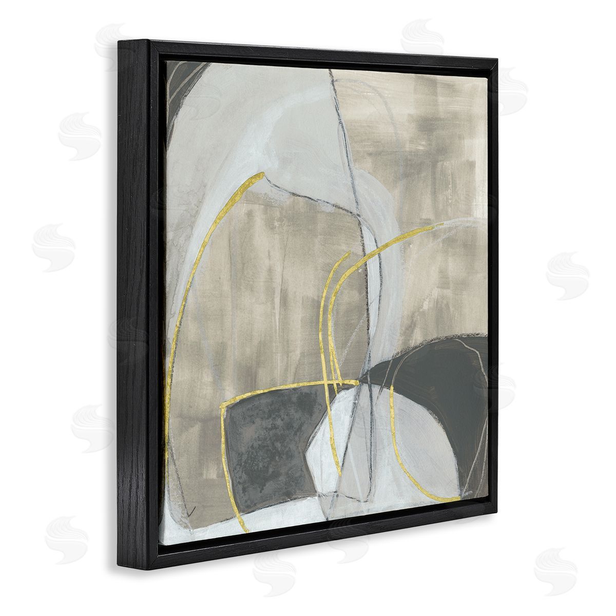 June Erica Vess Abstract Stone Arrangement Organic Round Circular Shapes Black Floating Frame Canvas Wall Art Print
