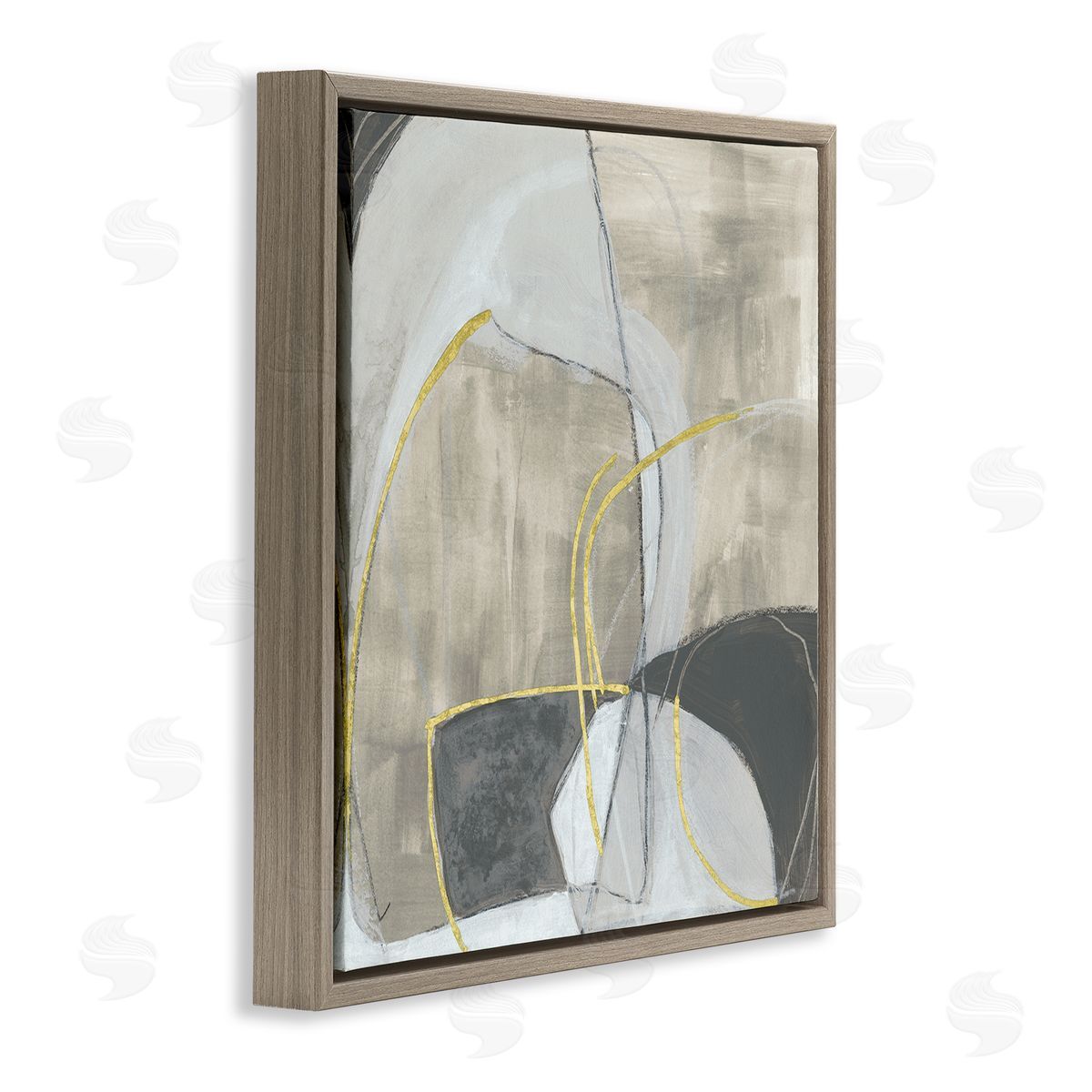 June Erica Vess Abstract Stone Arrangement Organic Round Circular Shapes Brown Floating Frame Canvas Wall Art Print
