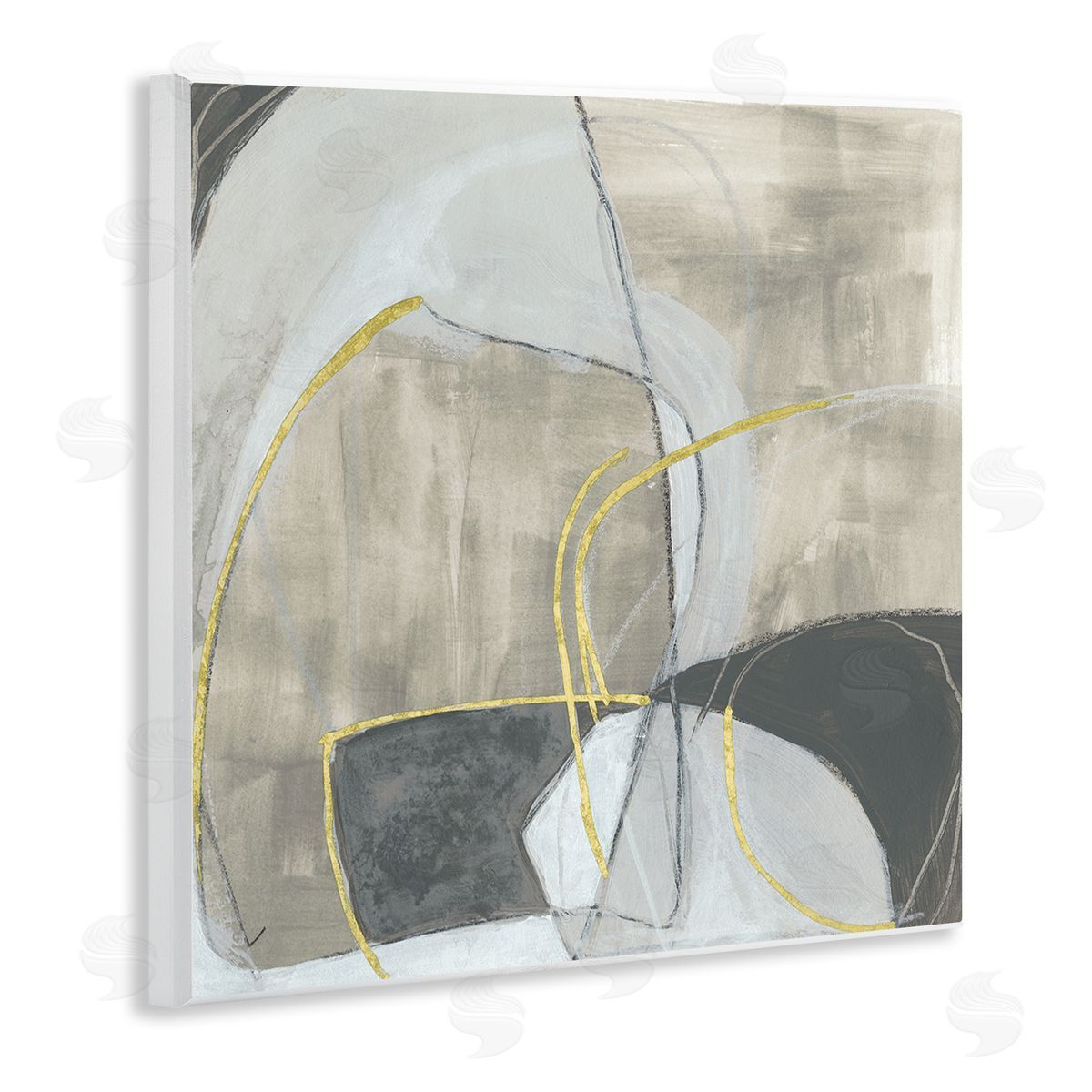 June Erica Vess Abstract Stone Arrangement Organic Round Circular Shapes Wooden Wall Plaque Art Print