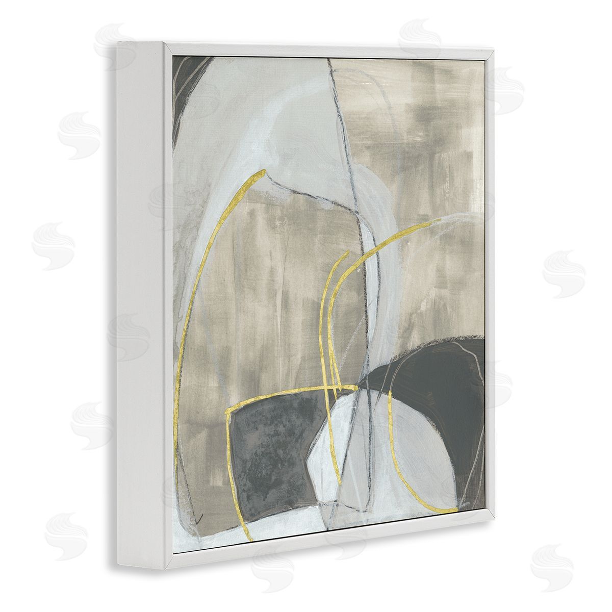June Erica Vess Abstract Stone Arrangement Organic Round Circular Shapes White Framed Glicee Wall Art Print