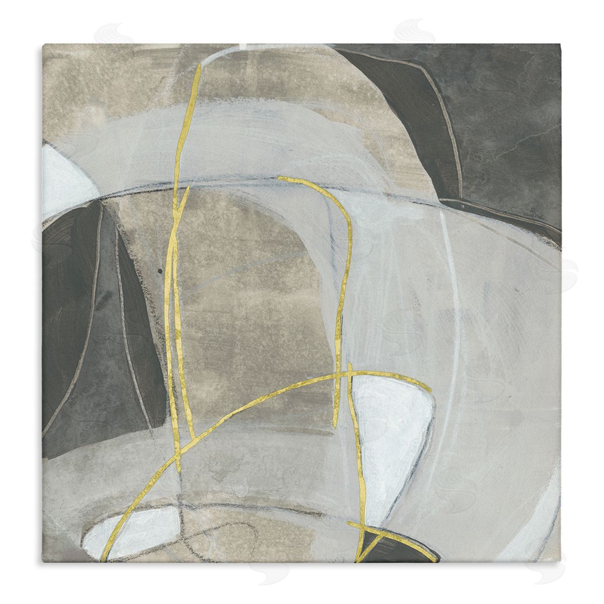 June Erica Vess Rocky Landscape Abstraction Neutral Tone Circular Shapes Stretched Canvas Wall Art Print