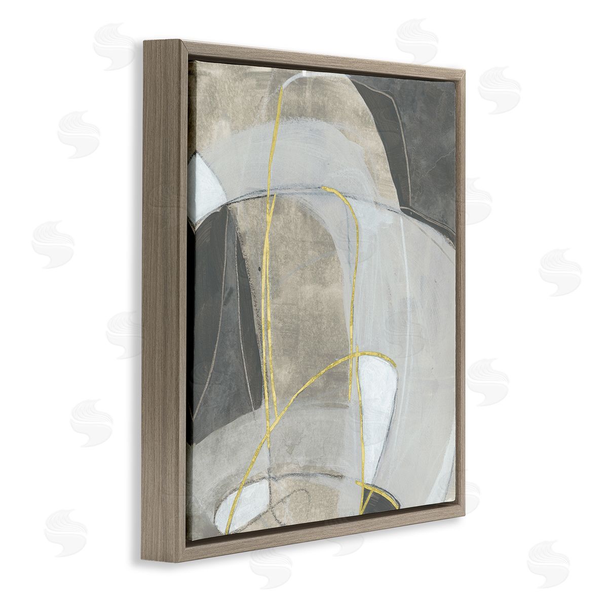 June Erica Vess Rocky Landscape Abstraction Neutral Tone Circular Shapes Brown Floating Frame Canvas Wall Art Print
