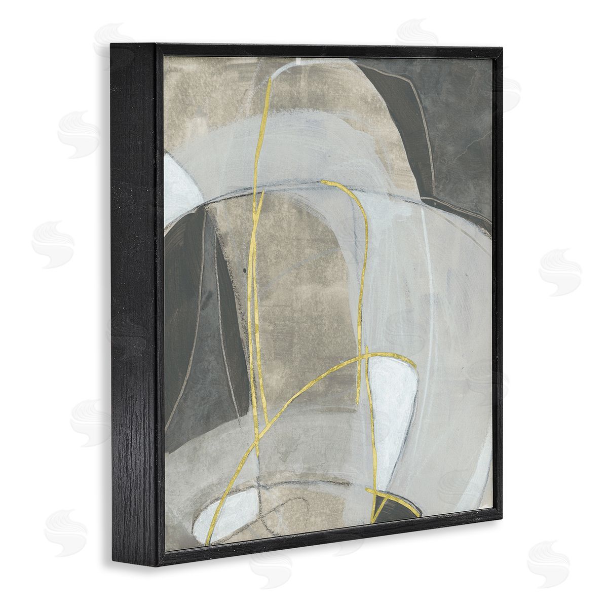 June Erica Vess Rocky Landscape Abstraction Neutral Tone Circular Shapes Black Framed Glicee Wall Art Print