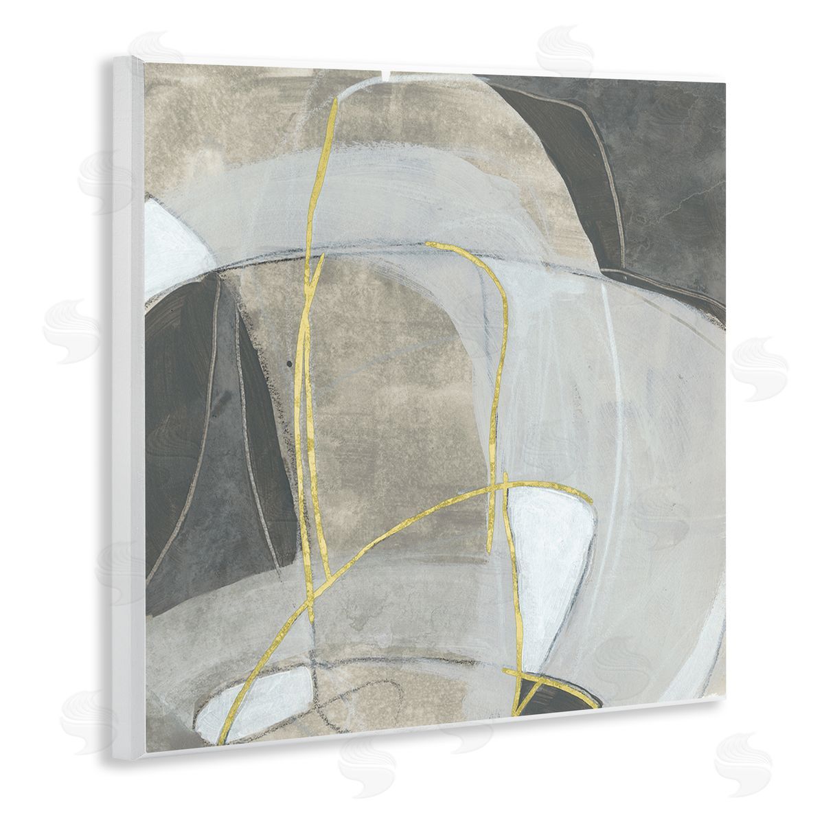 June Erica Vess Rocky Landscape Abstraction Neutral Tone Circular Shapes Wooden Wall Plaque Art Print
