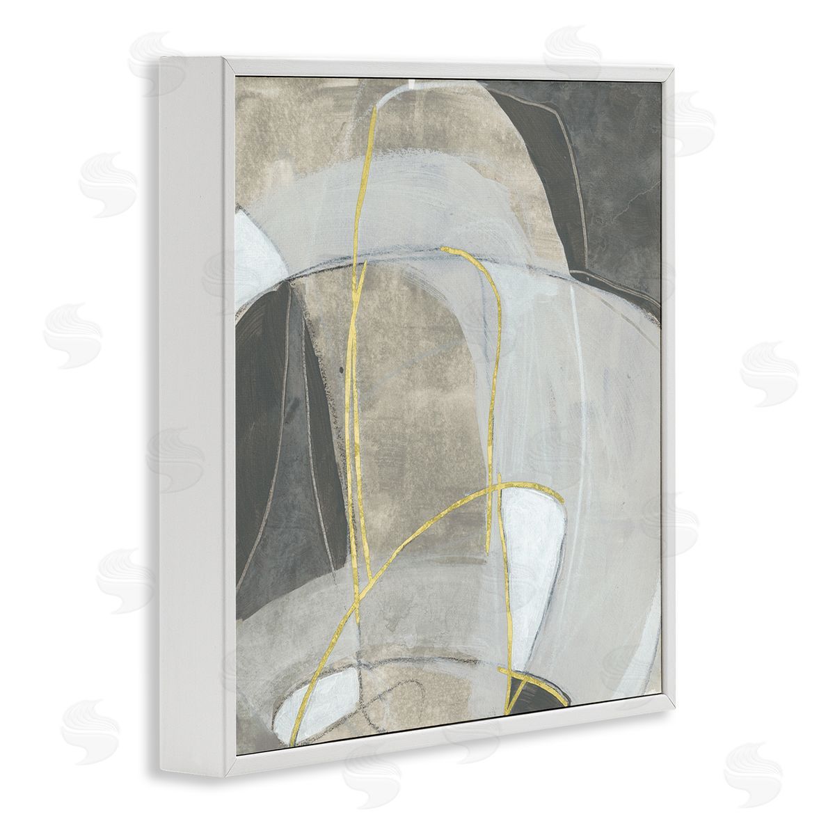 June Erica Vess Rocky Landscape Abstraction Neutral Tone Circular Shapes White Framed Glicee Wall Art Print