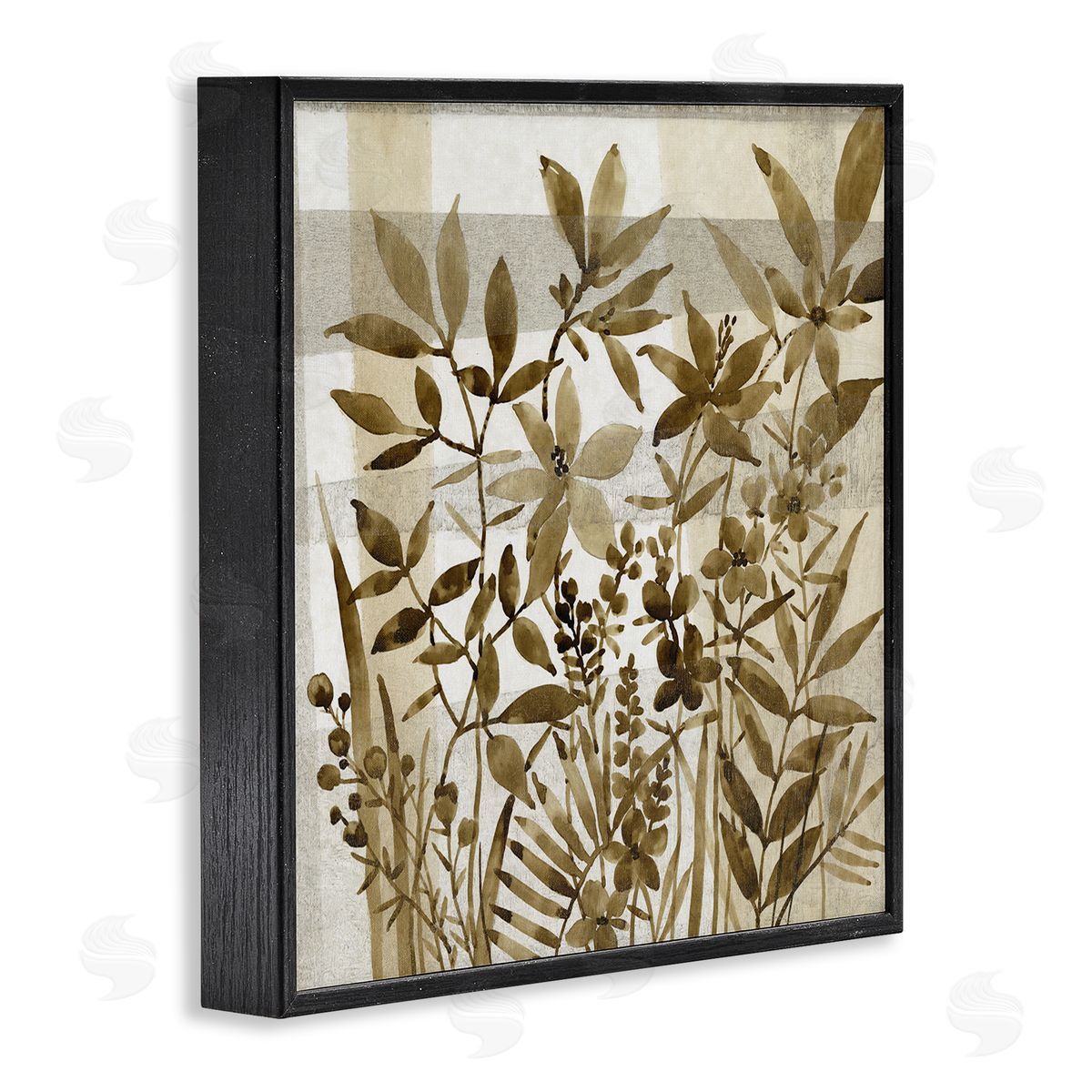 Tim O'Toole Antique Field of Wildflowers Brown Tan Abstraction Black Framed Glicee Wall Art Print