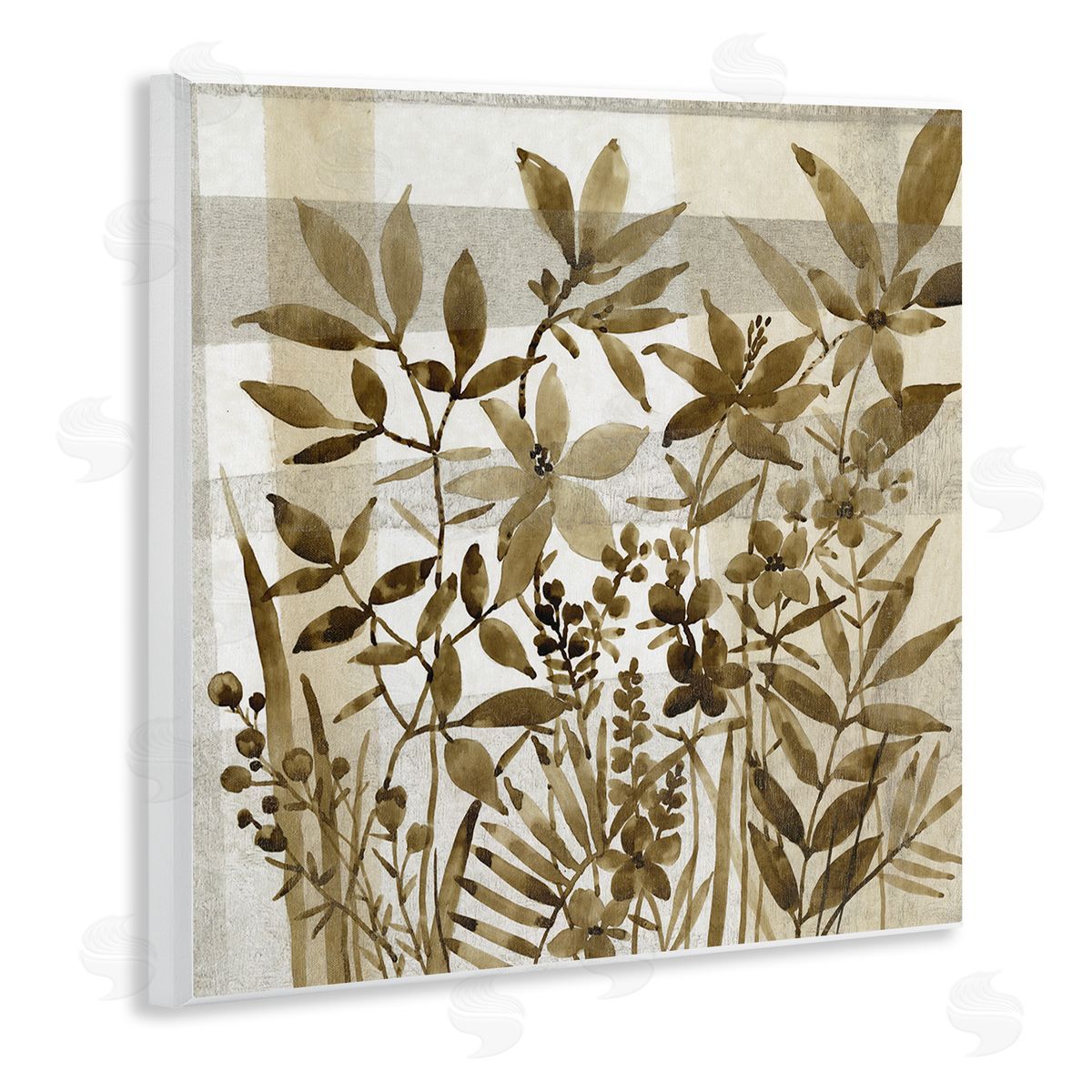Tim O'Toole Antique Field of Wildflowers Brown Tan Abstraction Wooden Wall Plaque Art Print