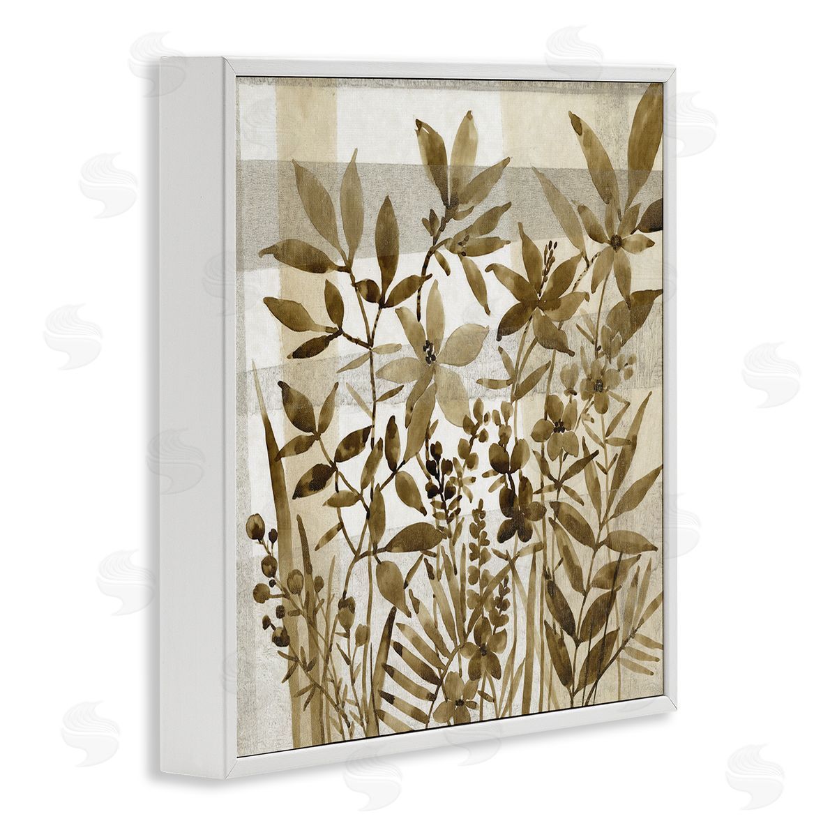 Tim O'Toole Antique Field of Wildflowers Brown Tan Abstraction White Framed Glicee Wall Art Print