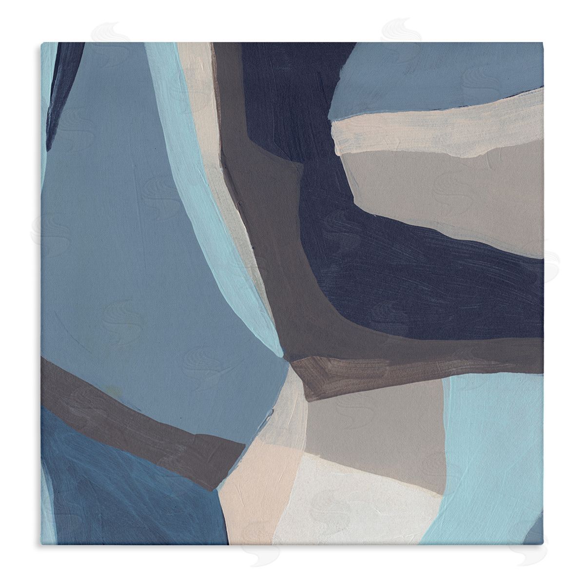 June Erica Vess Arrangement of Coastal Shapes Geometric Abstraction Blue Grey Stretched Canvas Wall Art Print
