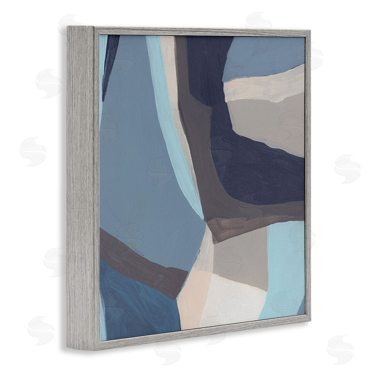 June Erica Vess Arrangement of Coastal Shapes Geometric Abstraction Blue Grey Gray Framed Glicee Wall Art Print