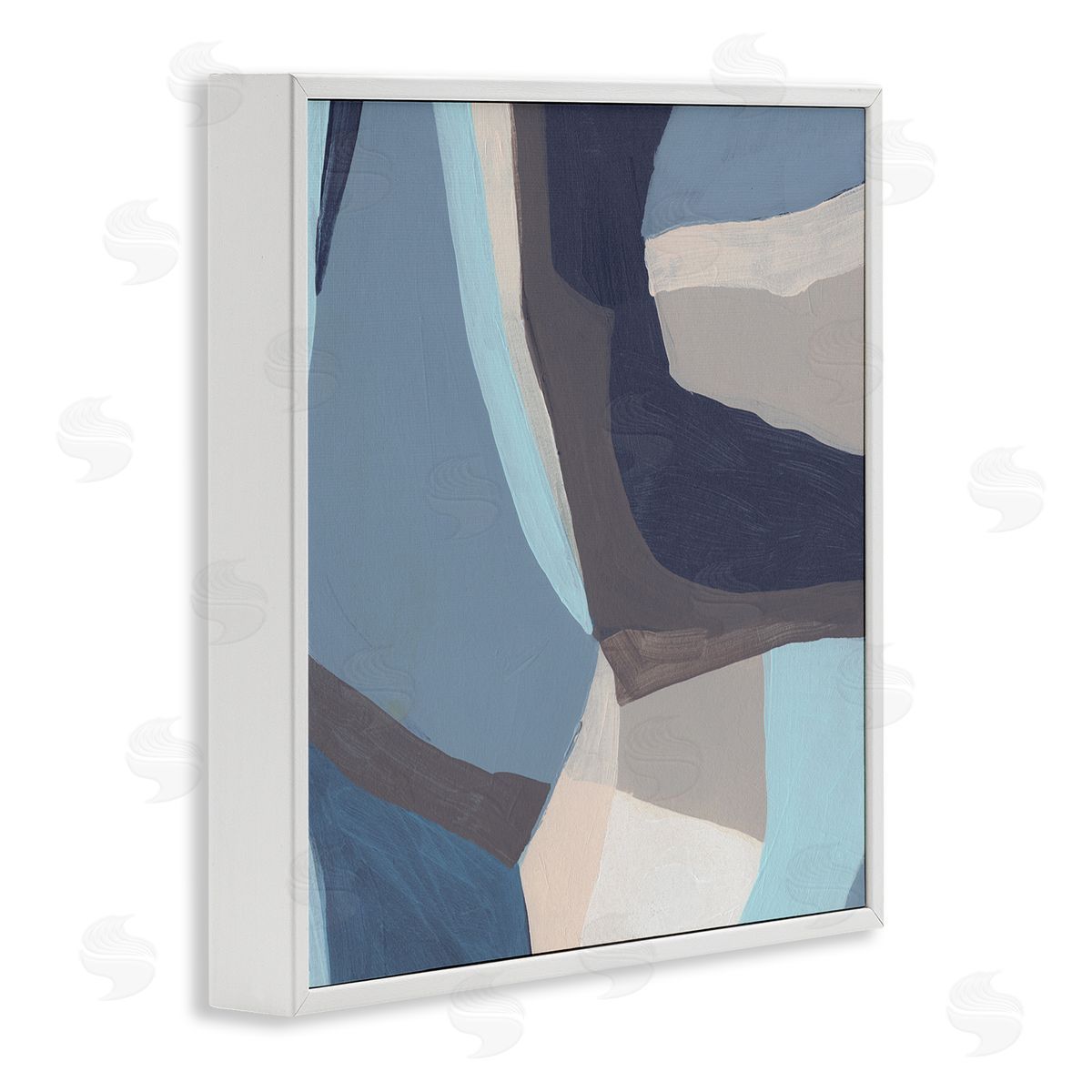 June Erica Vess Arrangement of Coastal Shapes Geometric Abstraction Blue Grey White Framed Glicee Wall Art Print