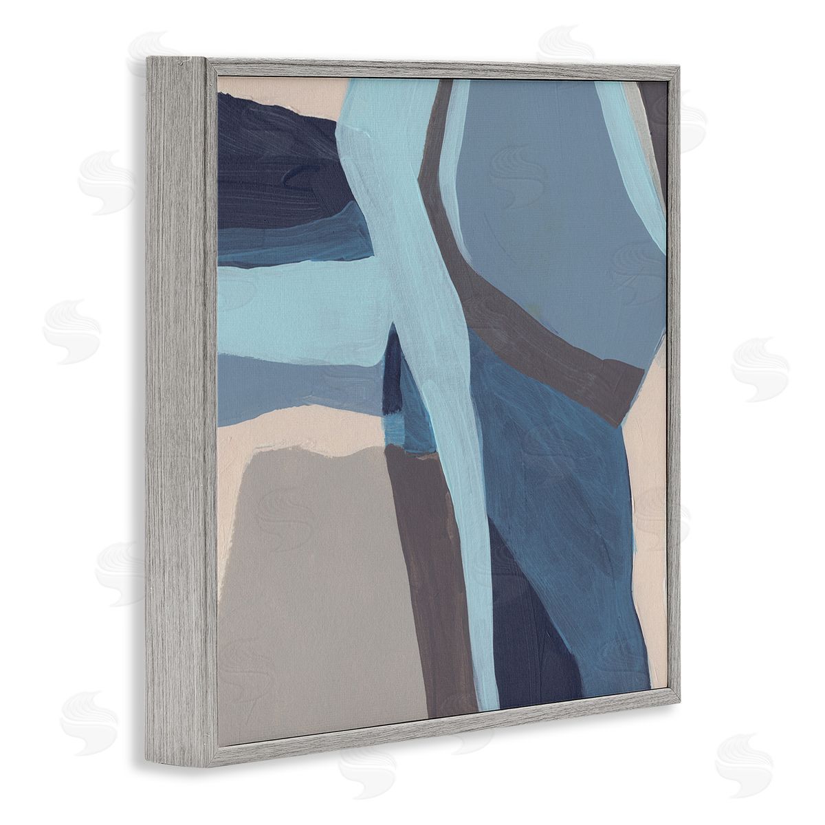 June Erica Vess Coastal Stream Abstraction Geometric Shape Arrangement Blue Grey Gray Framed Glicee Wall Art Print