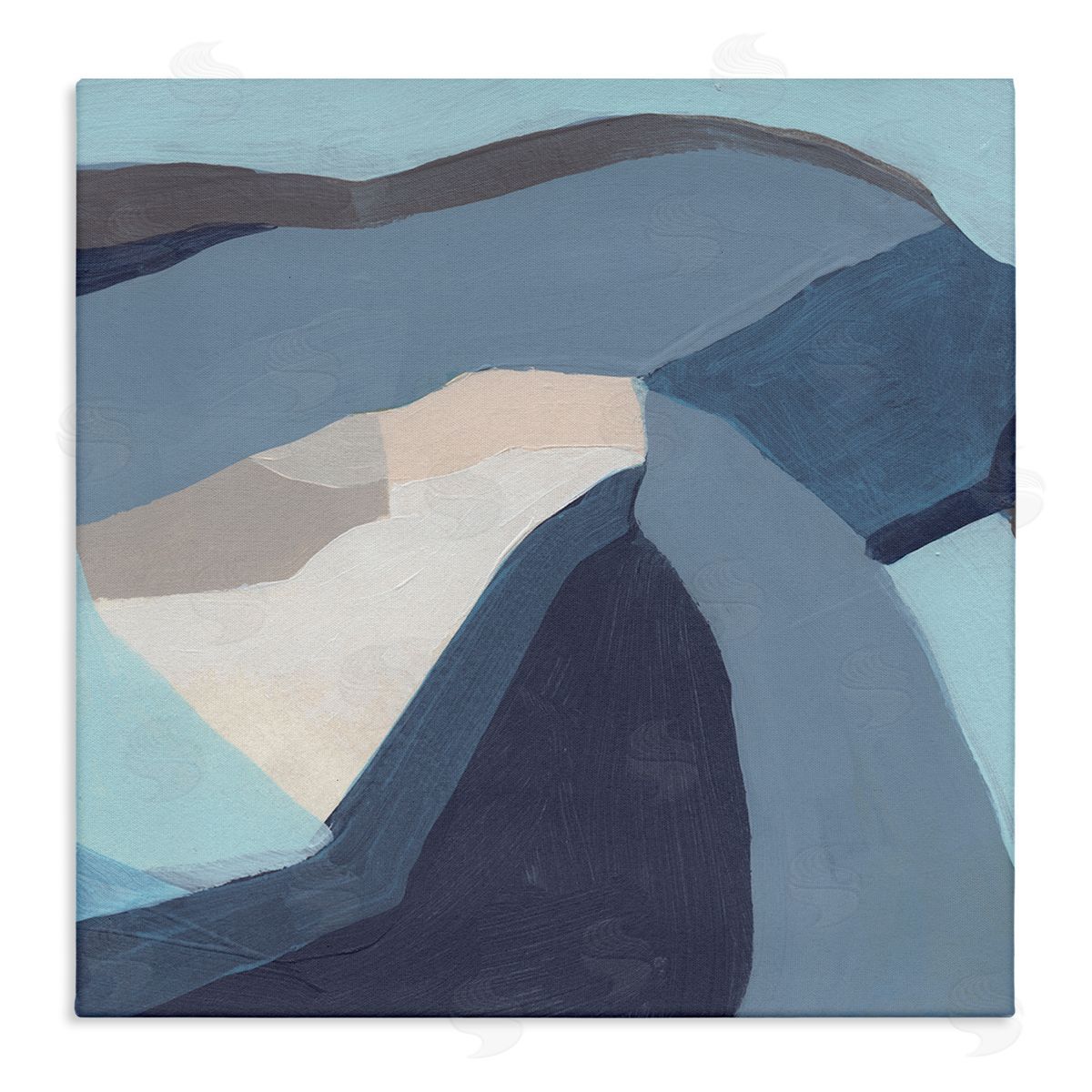 June Erica Vess Geometric Coastal Shape Arrangement Abstract Blue Grey Stretched Canvas Wall Art Print