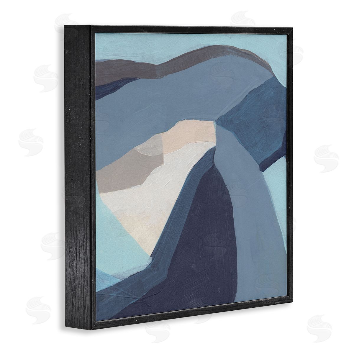 June Erica Vess Geometric Coastal Shape Arrangement Abstract Blue Grey Black Framed Glicee Wall Art Print