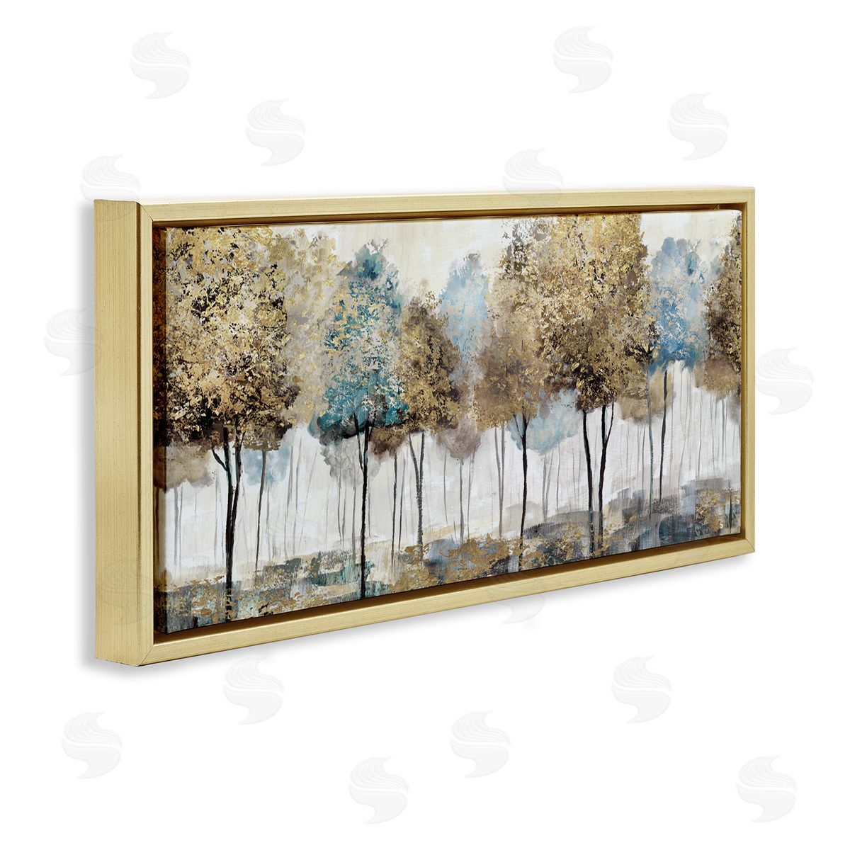 Rustic Country Orchard Landscape Gold Floating Frame Canvas Wall Art, Home Decor by Nan