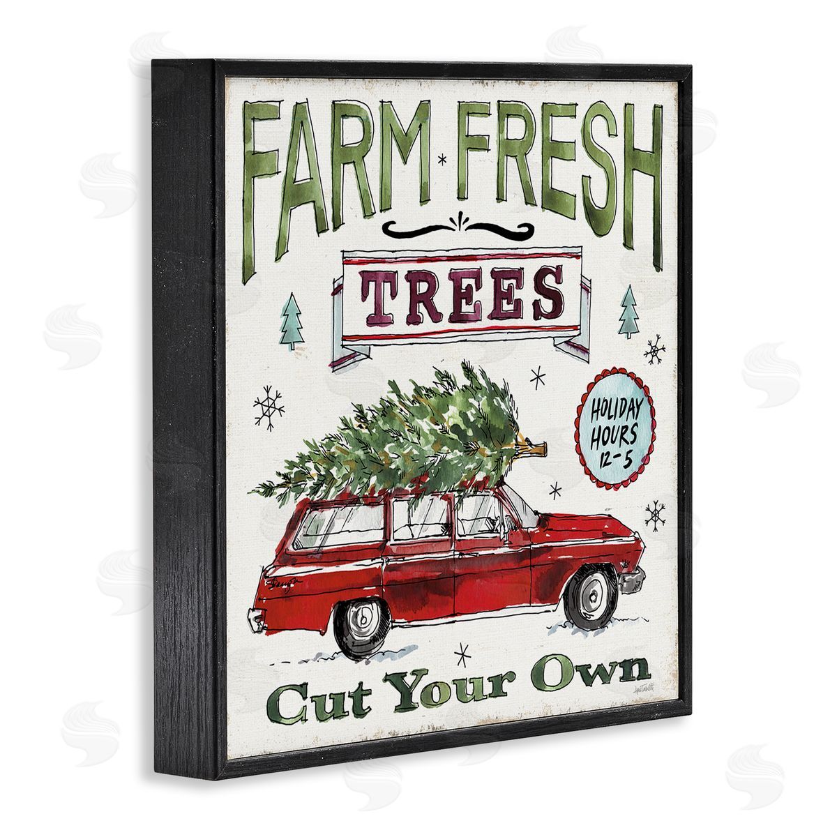 Anne Tavoletti Farm Fresh Trees Vintage Christmas Advertisement Station Wagon Black Framed Glicee Wall Art Print