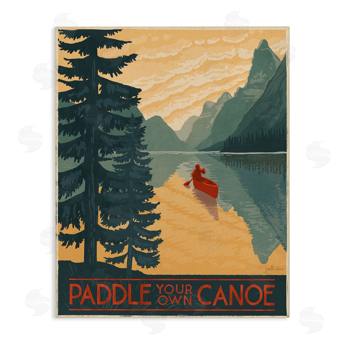 Paddle Your Own Canoe Canvas Wall Art, Home Decor by Janelle Penner