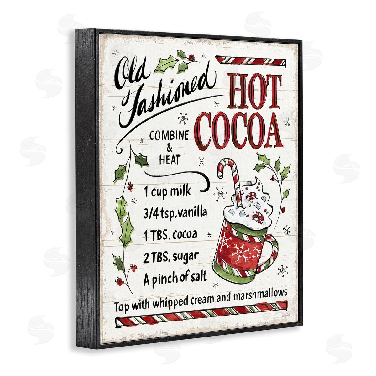 Old Fashioned Hot Cocoa Recipe Black Frame Print Wall Art, Home Decor by Anne Tavoletti