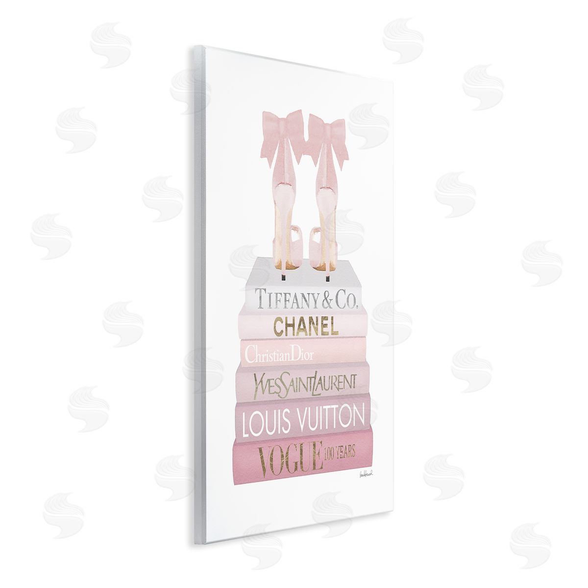 Chic Shoes Glam Bookstack Wood Plaque Wall Art, Home Decor by Amanda Greenwood