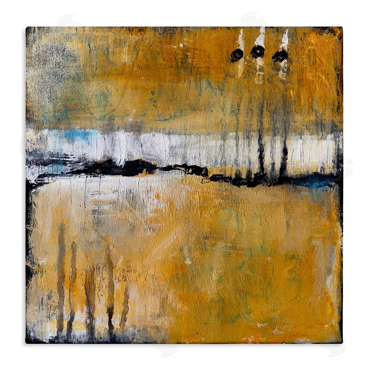 Judi Bagnato Urban Yellow Black Paint Abstraction Industrial Shapes Stretched Canvas Wall Art Print