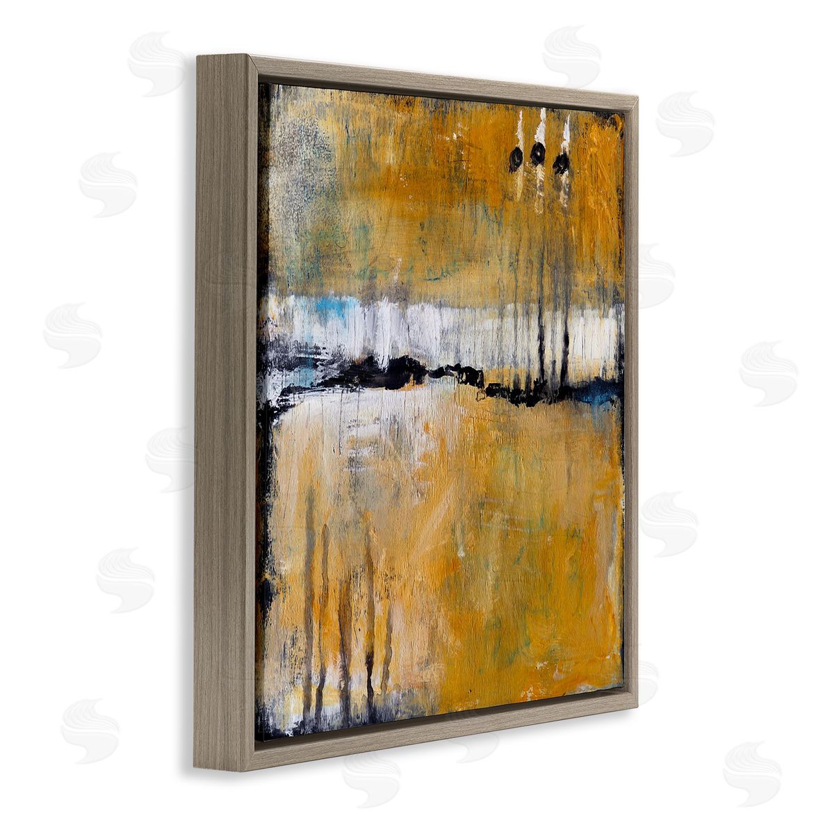 Judi Bagnato Urban Yellow Black Paint Abstraction Industrial Shapes Brown Floating Frame Canvas Wall Art Print