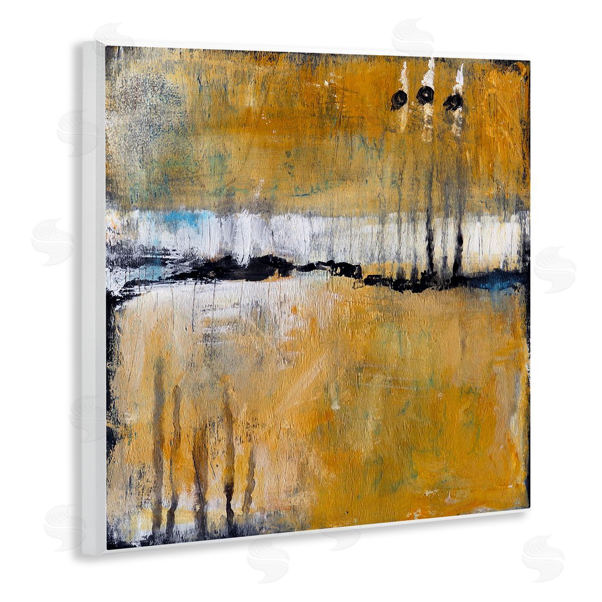 Judi Bagnato Urban Yellow Black Paint Abstraction Industrial Shapes Wooden Wall Plaque Art Print