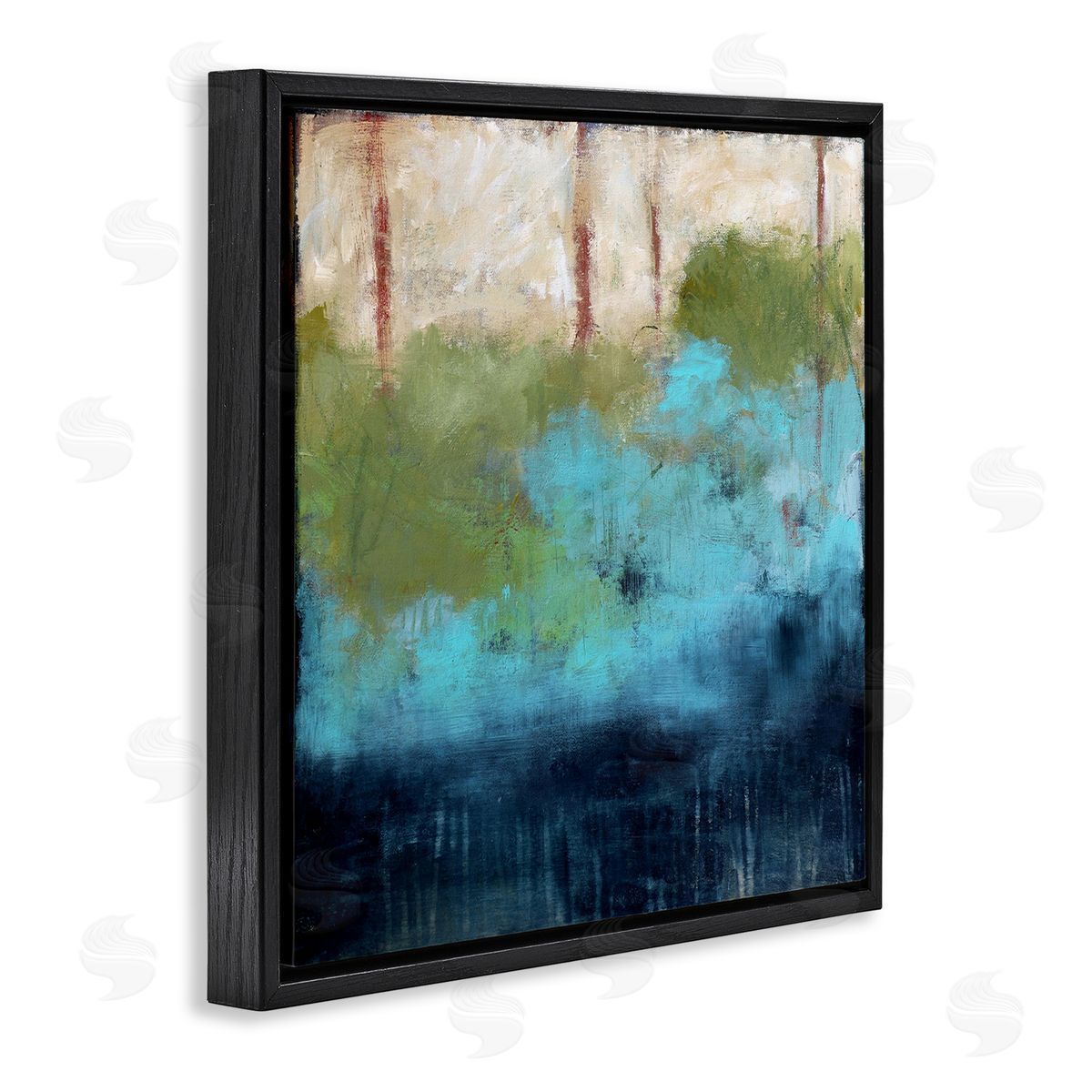 Judi Bagnato Forest Floor River Abstraction Blue Green Brown Black Floating Frame Canvas Wall Art Print