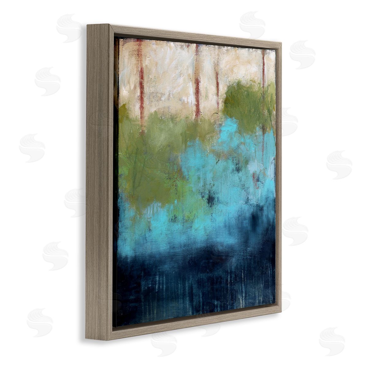 Judi Bagnato Forest Floor River Abstraction Blue Green Brown Brown Floating Frame Canvas Wall Art Print