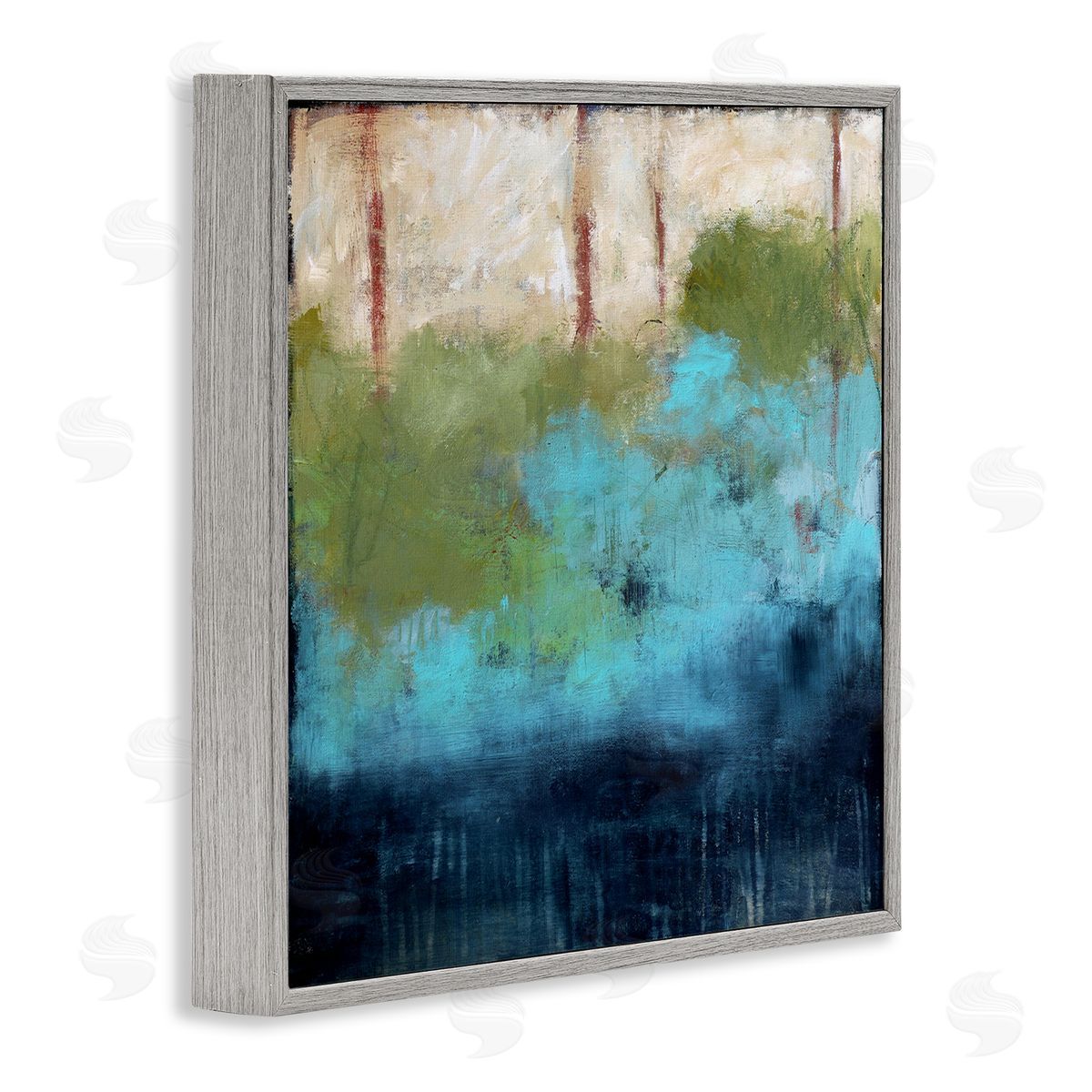 Judi Bagnato Forest Floor River Abstraction Blue Green Brown Gray Framed Glicee Wall Art Print
