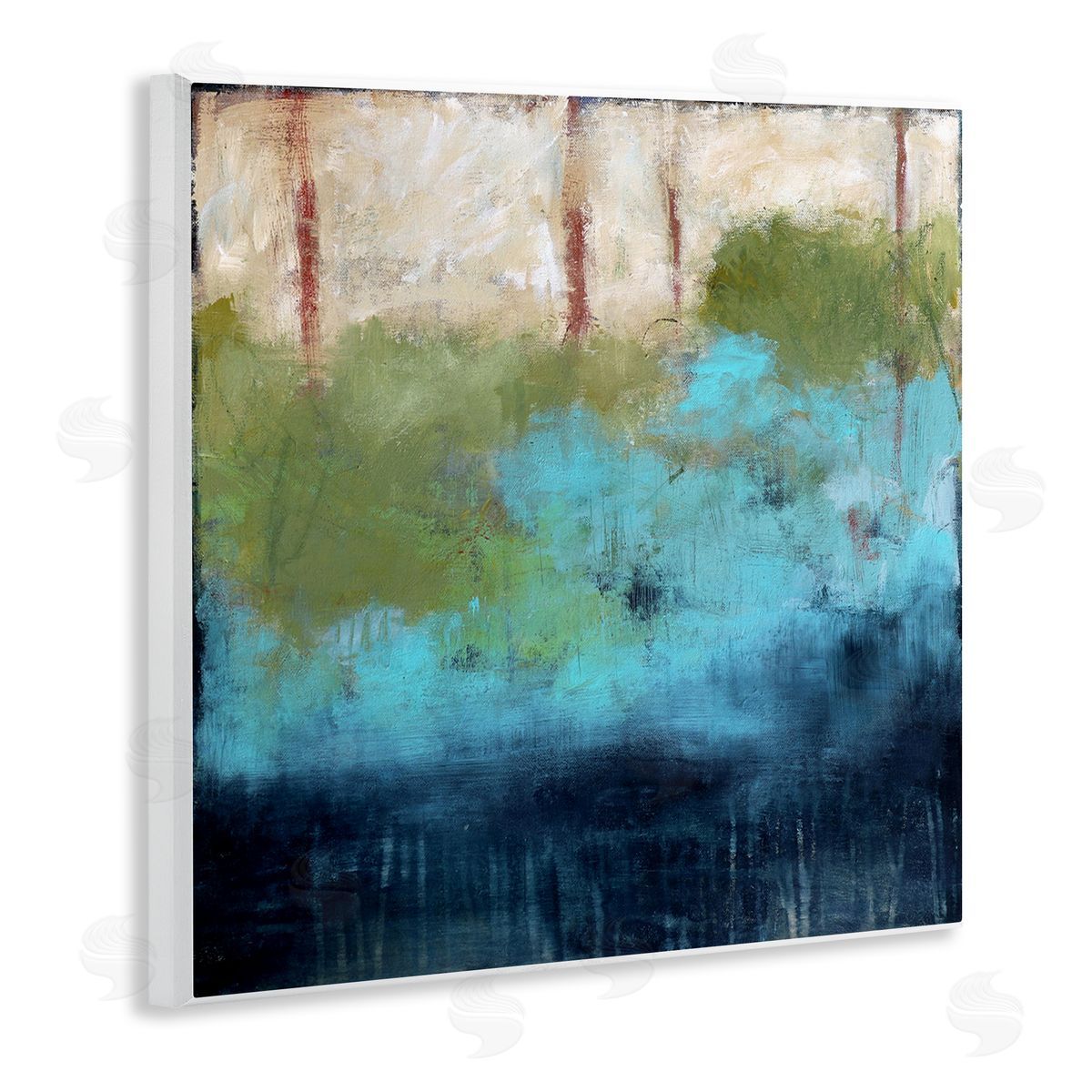 Judi Bagnato Forest Floor River Abstraction Blue Green Brown Wooden Wall Plaque Art Print